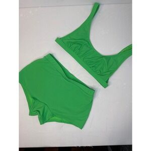 Womens Wild Fable Green Ribbed Bikini Swim Top & Bottom Set Size S